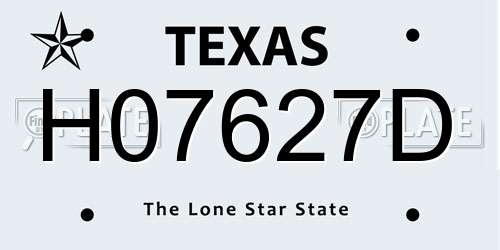 H07627D Texas License Plate