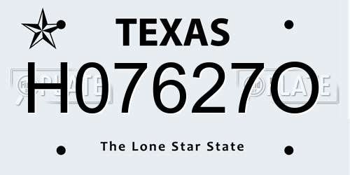 H07627O Texas License Plate