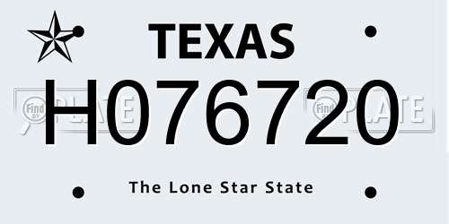 H076720 Texas License Plate