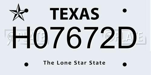 H07672D Texas License Plate