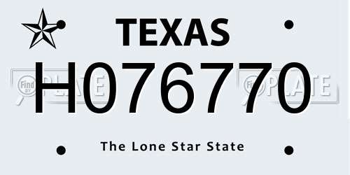 H076770 Texas License Plate