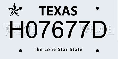 H07677D Texas License Plate