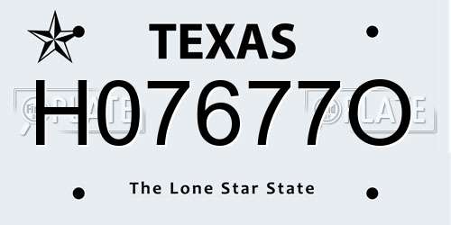 H07677O Texas License Plate