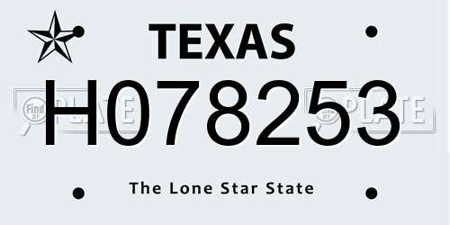 H078253 Texas License Plate