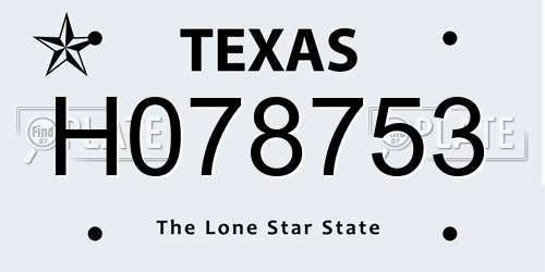 H078753 Texas License Plate