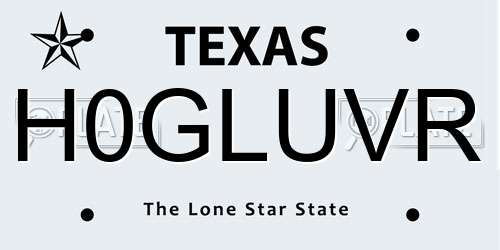 H0GLUVR Texas License Plate