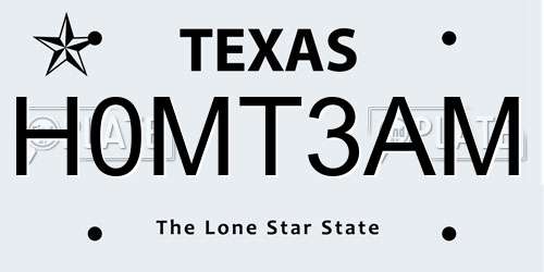 H0MT3AM Texas License Plate