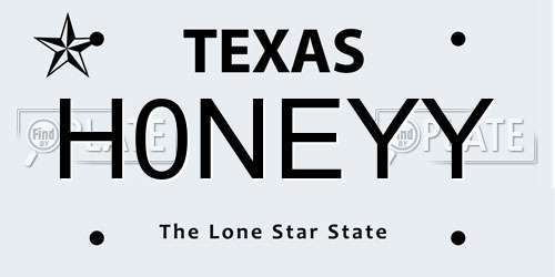 H0NEYY Texas License Plate