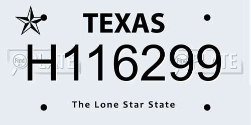 H116299 Texas License Plate