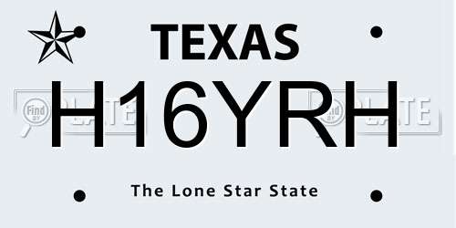 H16YRH Texas License Plate