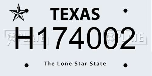 H174002 Texas License Plate