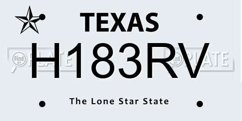 H183RV Texas License Plate