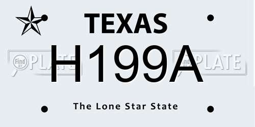H199A Texas License Plate