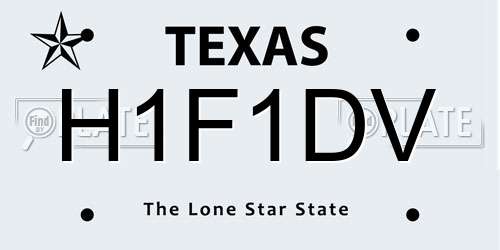 H1F1DV Texas License Plate
