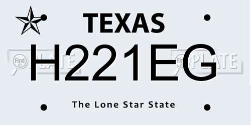 H221EG Texas License Plate