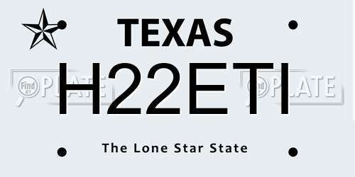 H22ETI Texas License Plate