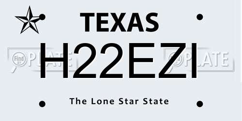 H22EZI Texas License Plate
