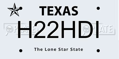 H22HDI Texas License Plate