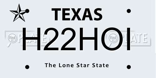 H22HOI Texas License Plate