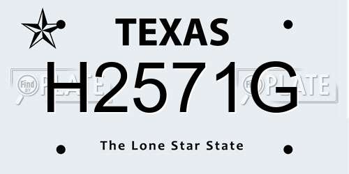 H2571G Texas License Plate