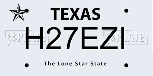 H27EZI Texas License Plate
