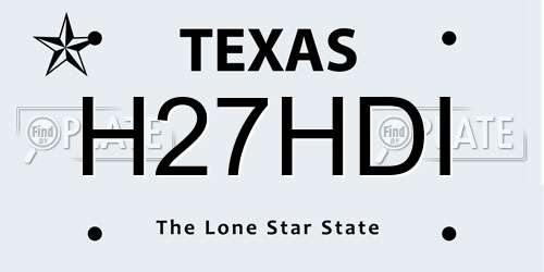 H27HDI Texas License Plate