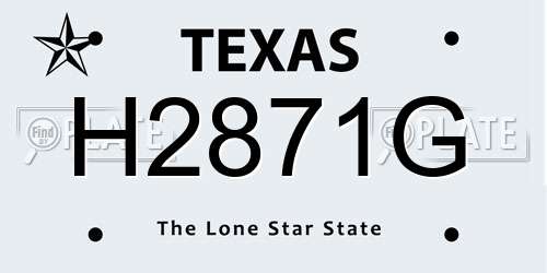 H2871G Texas License Plate