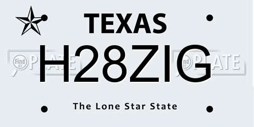 H28ZIG Texas License Plate