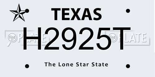 H2925T Texas License Plate