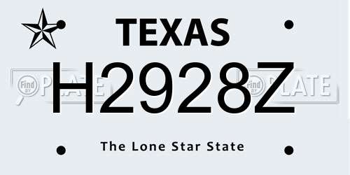 H2928Z Texas License Plate