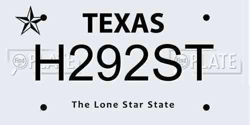 H292ST Texas License Plate
