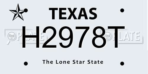 H2978T Texas License Plate