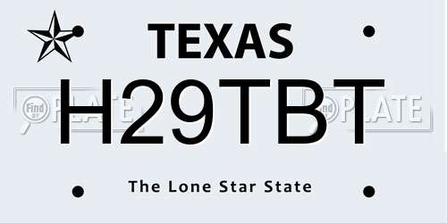 H29TBT Texas License Plate