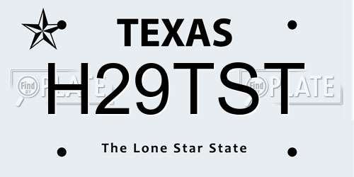 H29TST Texas License Plate