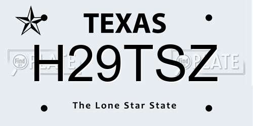 H29TSZ Texas License Plate