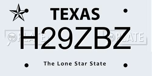 H29ZBZ Texas License Plate