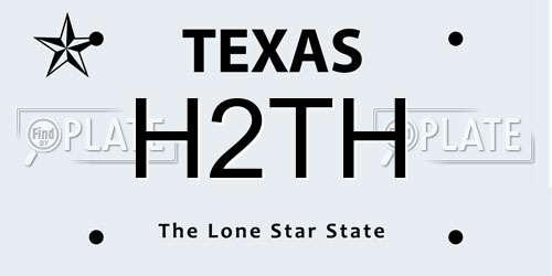 H2TH Texas License Plate
