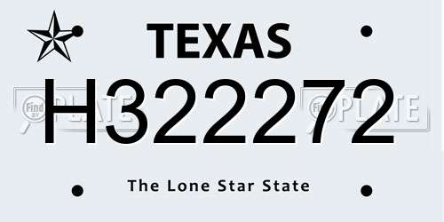 H322272 Texas License Plate