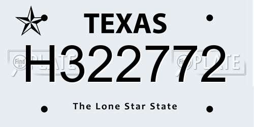 H322772 Texas License Plate