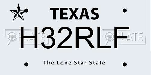 H32RLF Texas License Plate