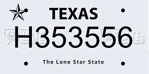 H353556 Texas License Plate