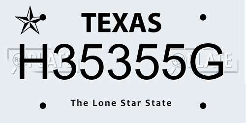 H35355G Texas License Plate