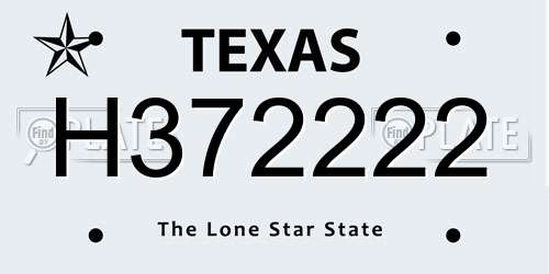 H372222 Texas License Plate