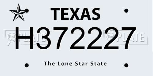 H372227 Texas License Plate