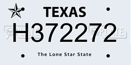 H372272 Texas License Plate