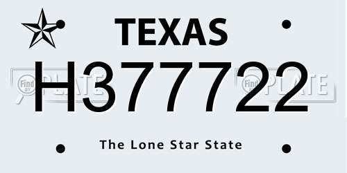 H377722 Texas License Plate