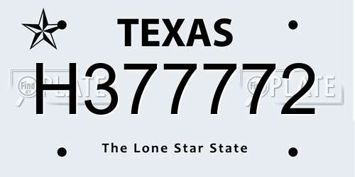 H377772 Texas License Plate
