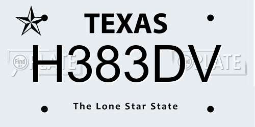H383DV Texas License Plate