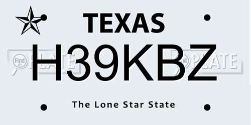 H39KBZ Texas License Plate