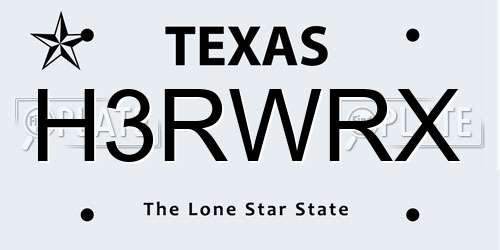 H3RWRX Texas License Plate